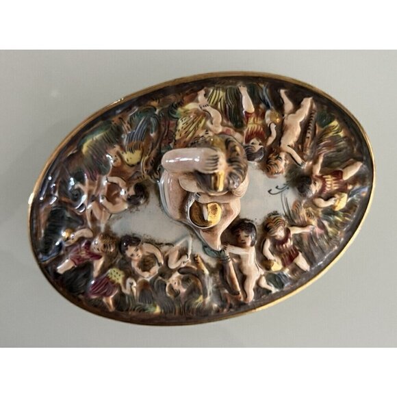 Antique Vintage Capodimonte Porcelain Cherub Centerpiece Bowl w/Lid - ITALY - Picture 11 of 15